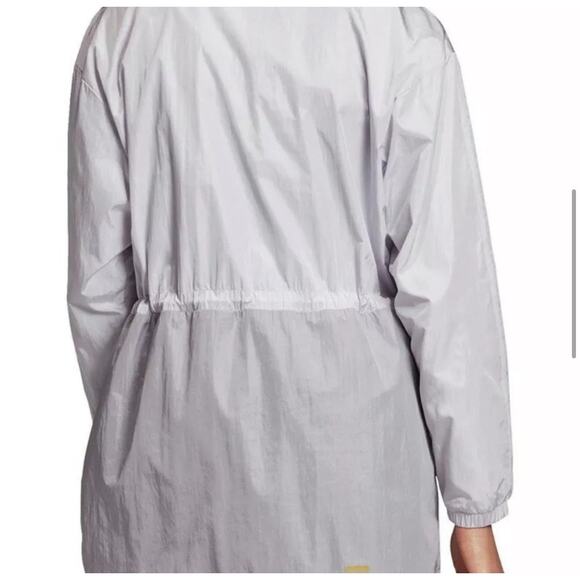 Adidas Windbreaker Pullover Jacket Drawstring Waist Gray Silver Size Medium - Picture 3 of 15